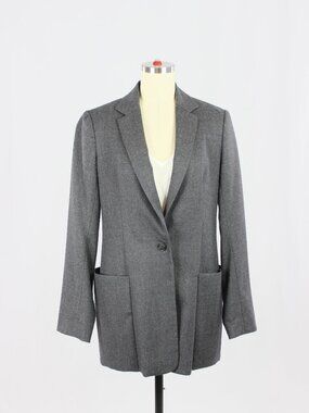Aritzia TALULA BABATON Dark Grey Wool Flannel Boyfriend Blazer, Size 8 and 10